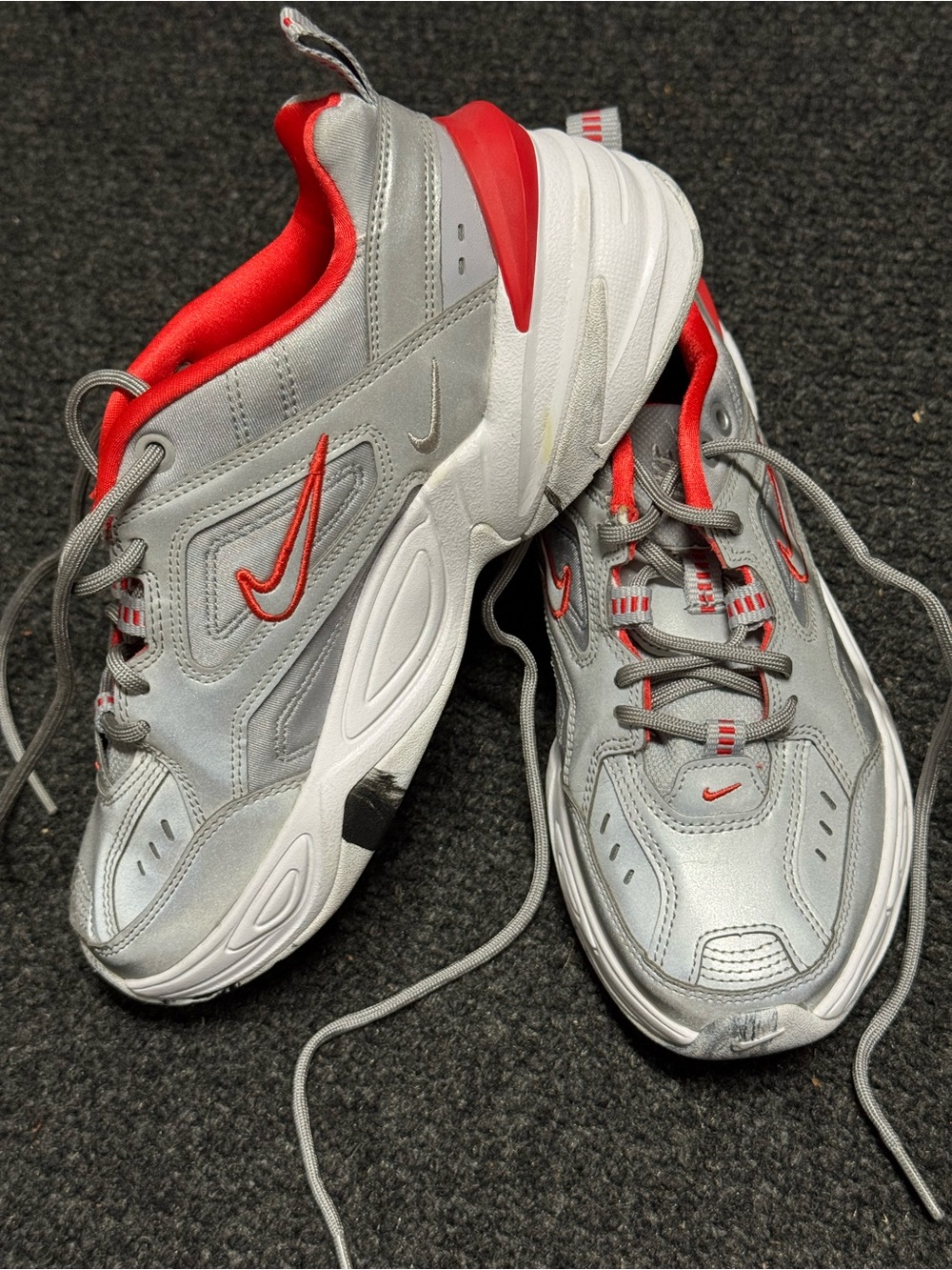 Nike M2K Tekno Metallic Silver Marbled Sneakers